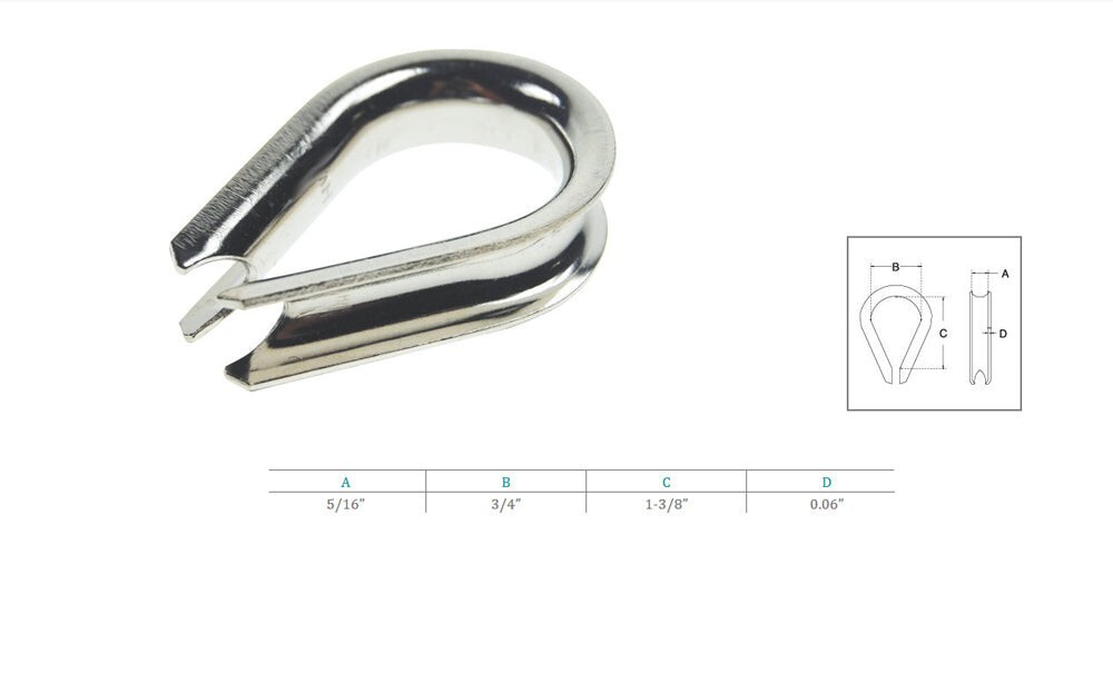10 PC 5/16″ Stainless Steel Light Duty Thimble Set Grade 316