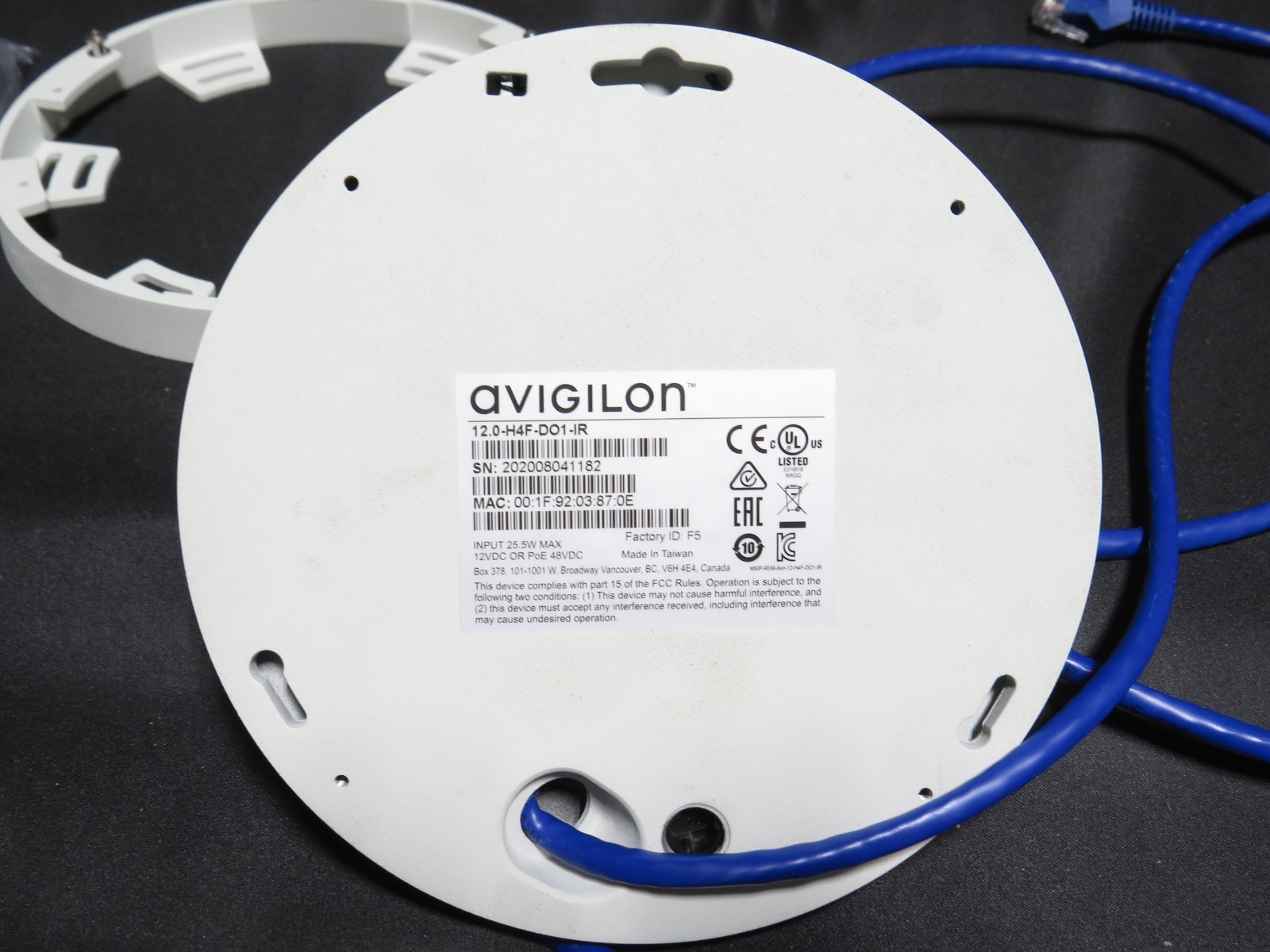 Avigilon 12.0-H4F-DO1-IR 12MP 360-Degree Fisheye Camera With IR (AS-IS) [CTA]