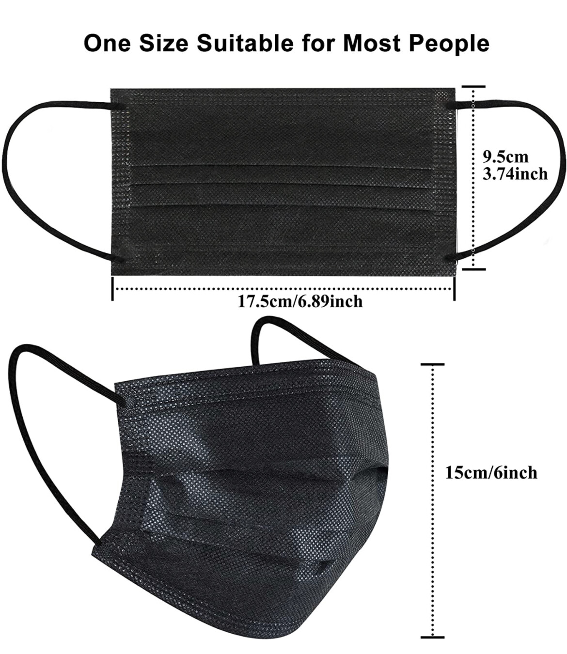 100 PCS Face Mask Mouth & Nose Protector Respirator Masks USA Seller Black