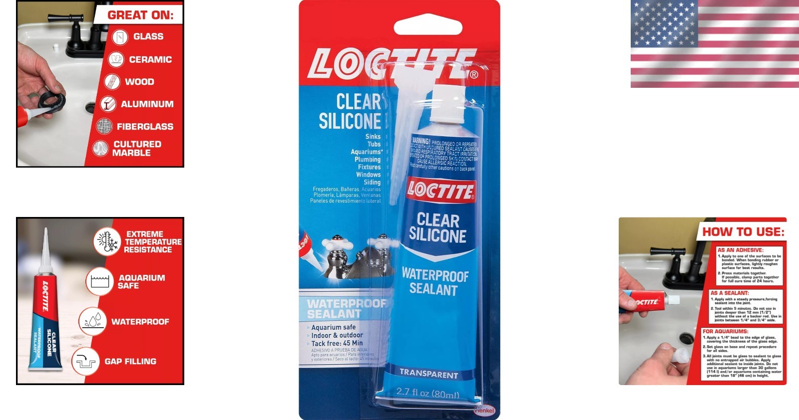 Multipurpose Clear Silicone Sealant 2.7 oz – Dries Clear, Flexible, and Strong