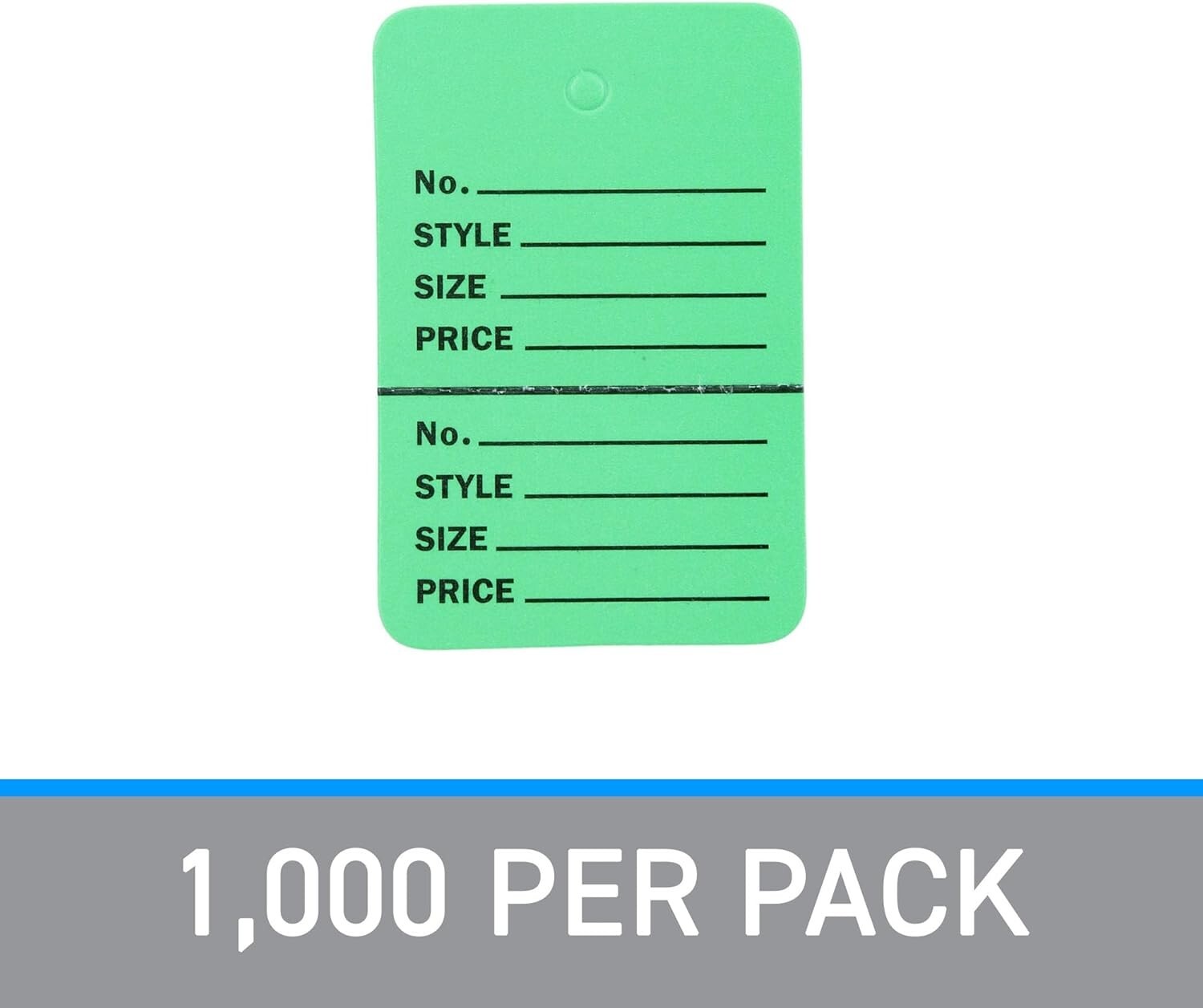 1000 Perforated Tags Price Sale 1 ¾» W x 2 ⅞” H Two Part Green Unstrung Tag