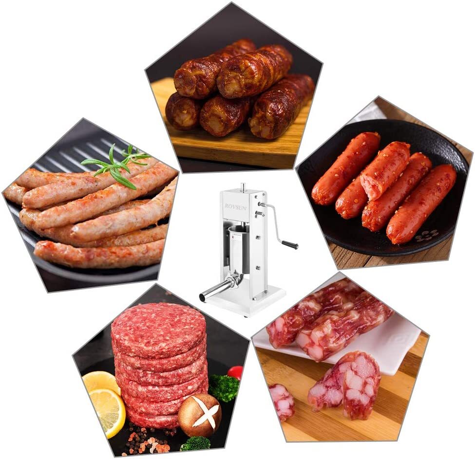 32LB/15L Sausage Stuffing Machines Stainless Steel Commercial w/ 4 Stuffing Tube