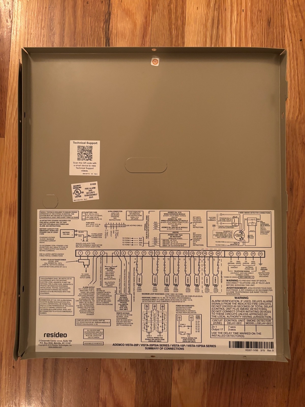 Honeywell/Residio Enclosure Box for Vista 15p and Vista 20p Series Alarm Pan
