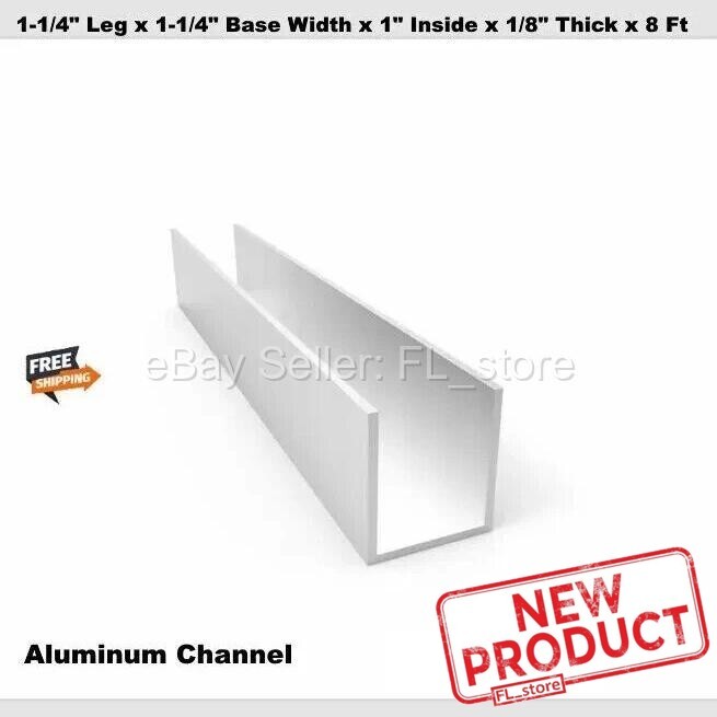 Aluminum Channel 1-1/4″ Leg x 1-1/4″ Base Width x 1″ Inside x 1/8″ Thick x 8 Ft