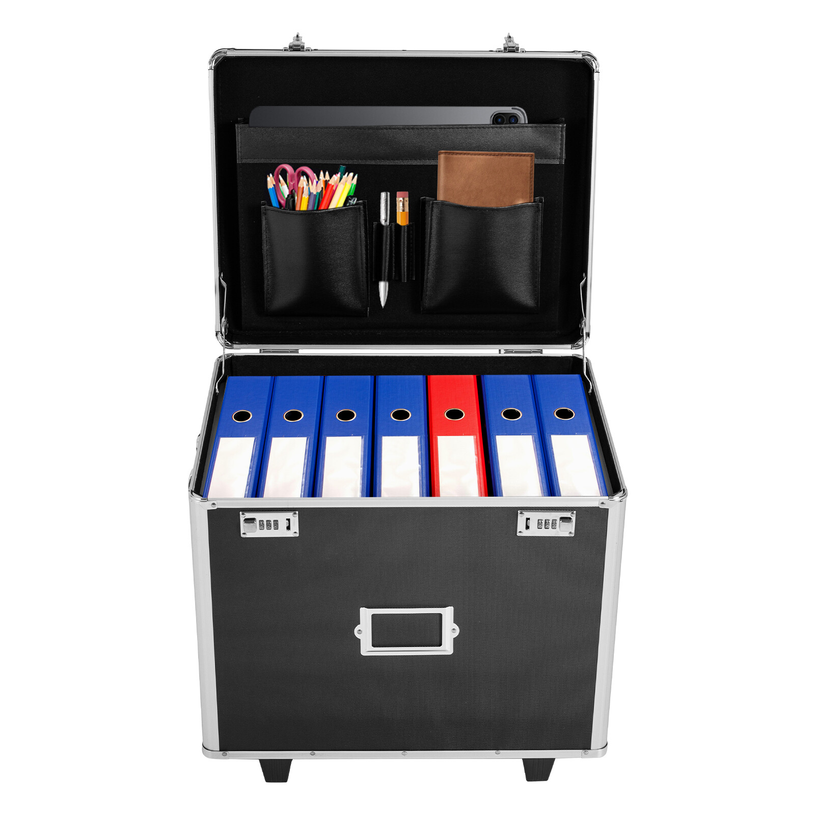Locking File Chest File Rails Letter/Legal Files Storage Box with Wheels&Handle