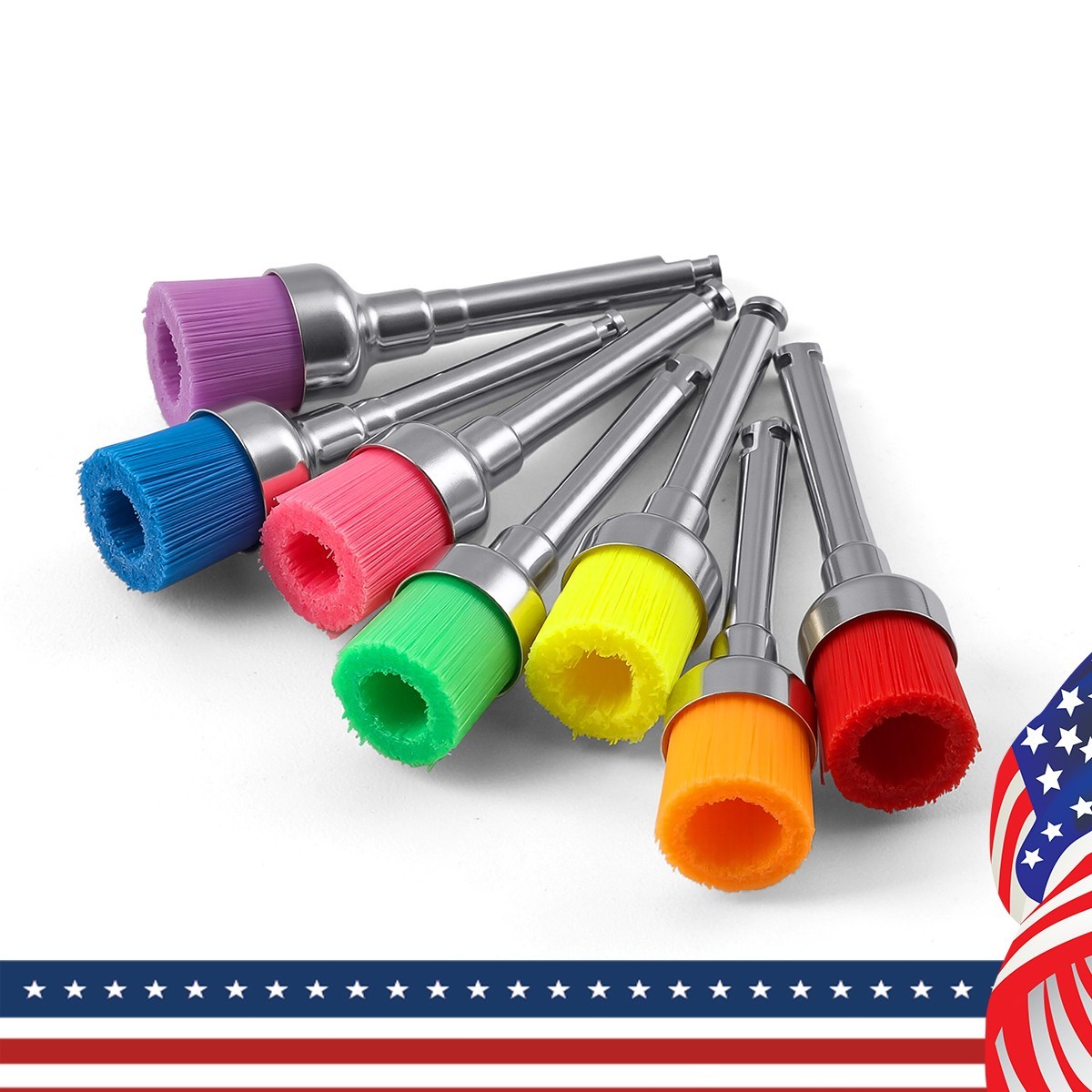 100pcs Dental Nylon Colored Soft Bowl Polishing Flat Tapere Prophy Brushes Latch