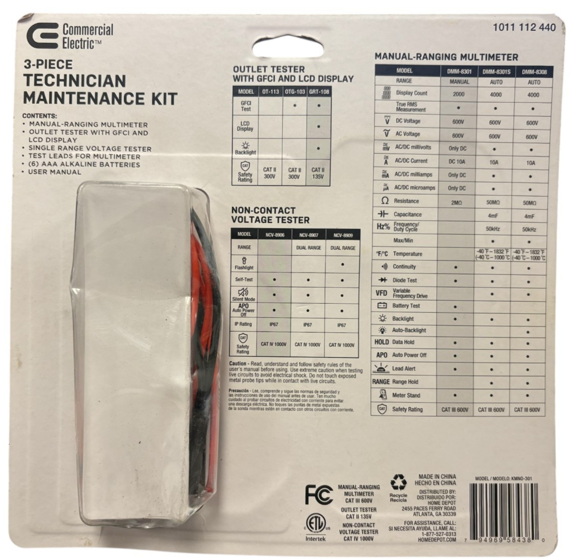 CE 3-piece Technician Maintenance Kit DMM-8301/GRT-108/NCV-8906