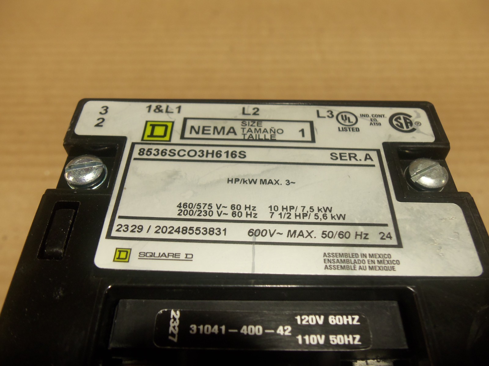 New Square D 8536SCO3H616S 200/230V Coil Nema 1 Series A