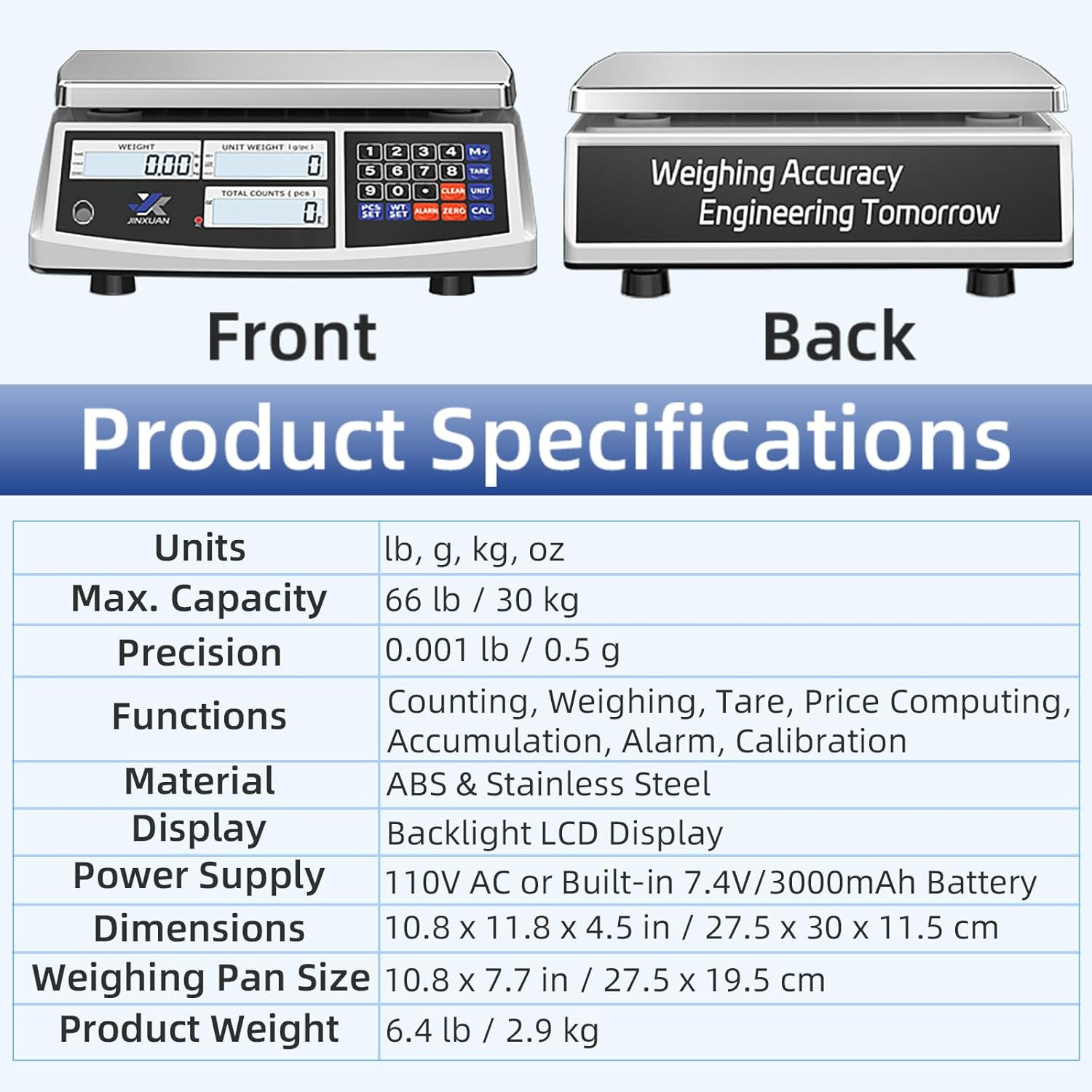 Precision Digital Counting Scale 66Lb/30Kg for Small Parts and Jewelry