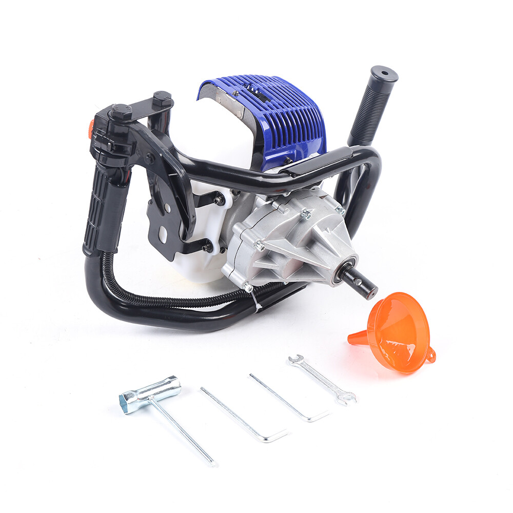 52CC 1700W Gas Powered Earth Auger Post Hole Digger Borer Fence Ground & 2 Bits