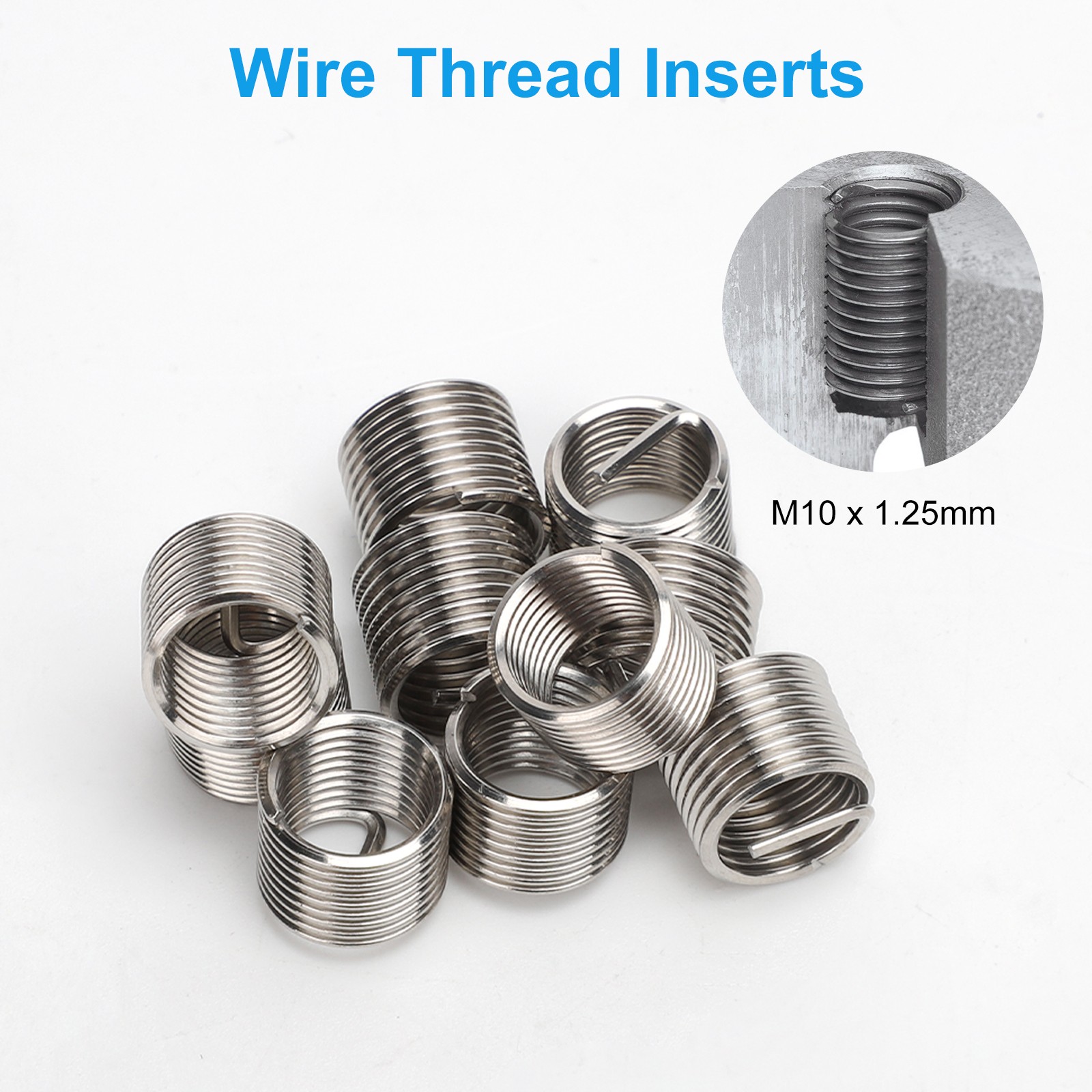 15pcs Universal M10x1.25mm Thread Repair Kit HSS Drill Tap Wire Insert Tool Set