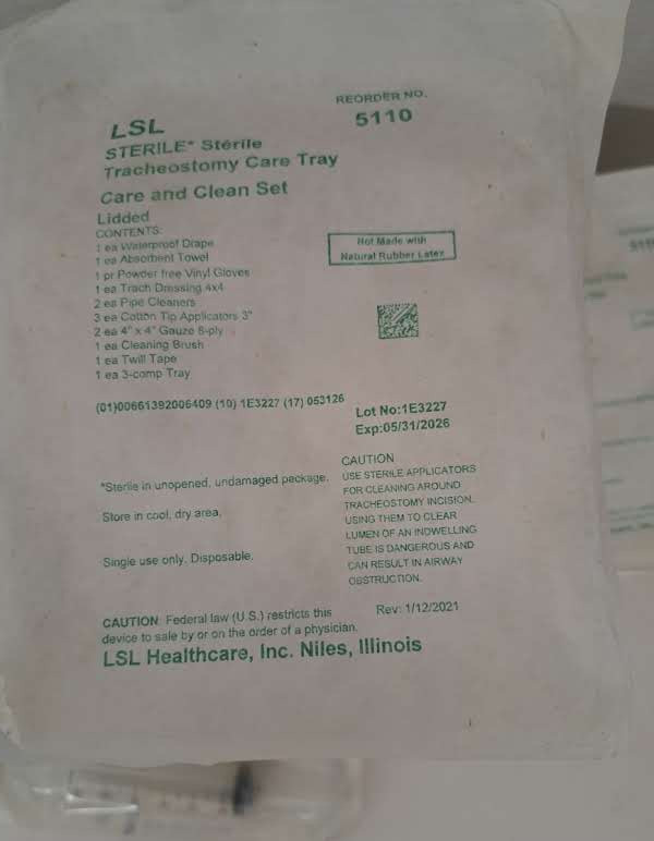 Sterile Tracheostomy Care Tray Care & Clean Set sealed set of 14& 2 Syringes
