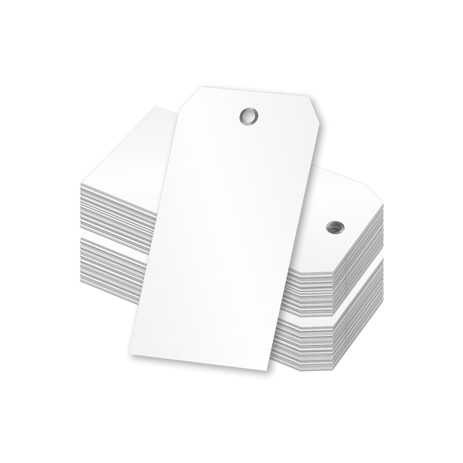 100 Pack White Plastic Tags Pre Punched Hole Size 5, 10 Mil Tearproof Writable