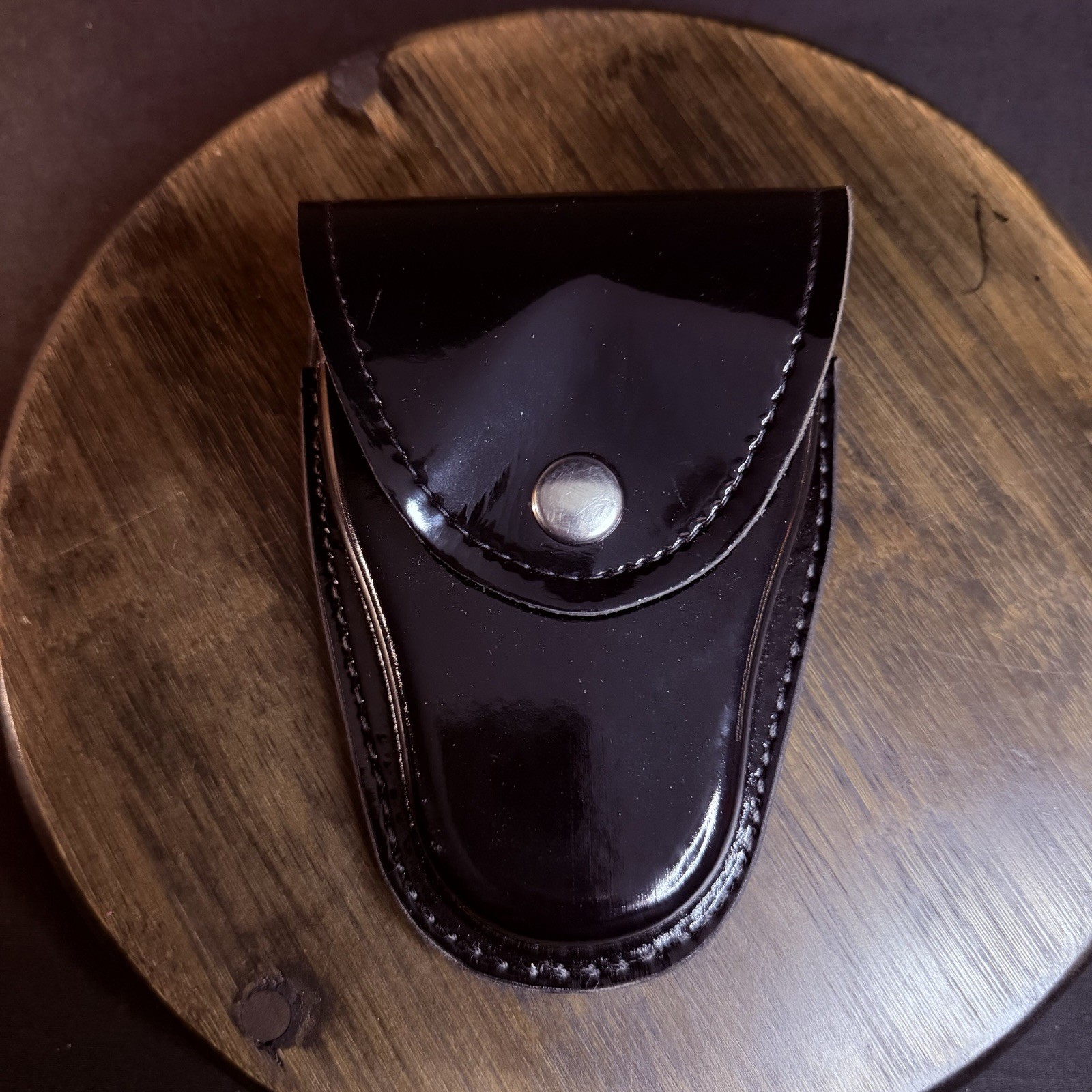 Gould & Goodrich Handuff Case Black High Gloss Leather Nickle Snap H71
