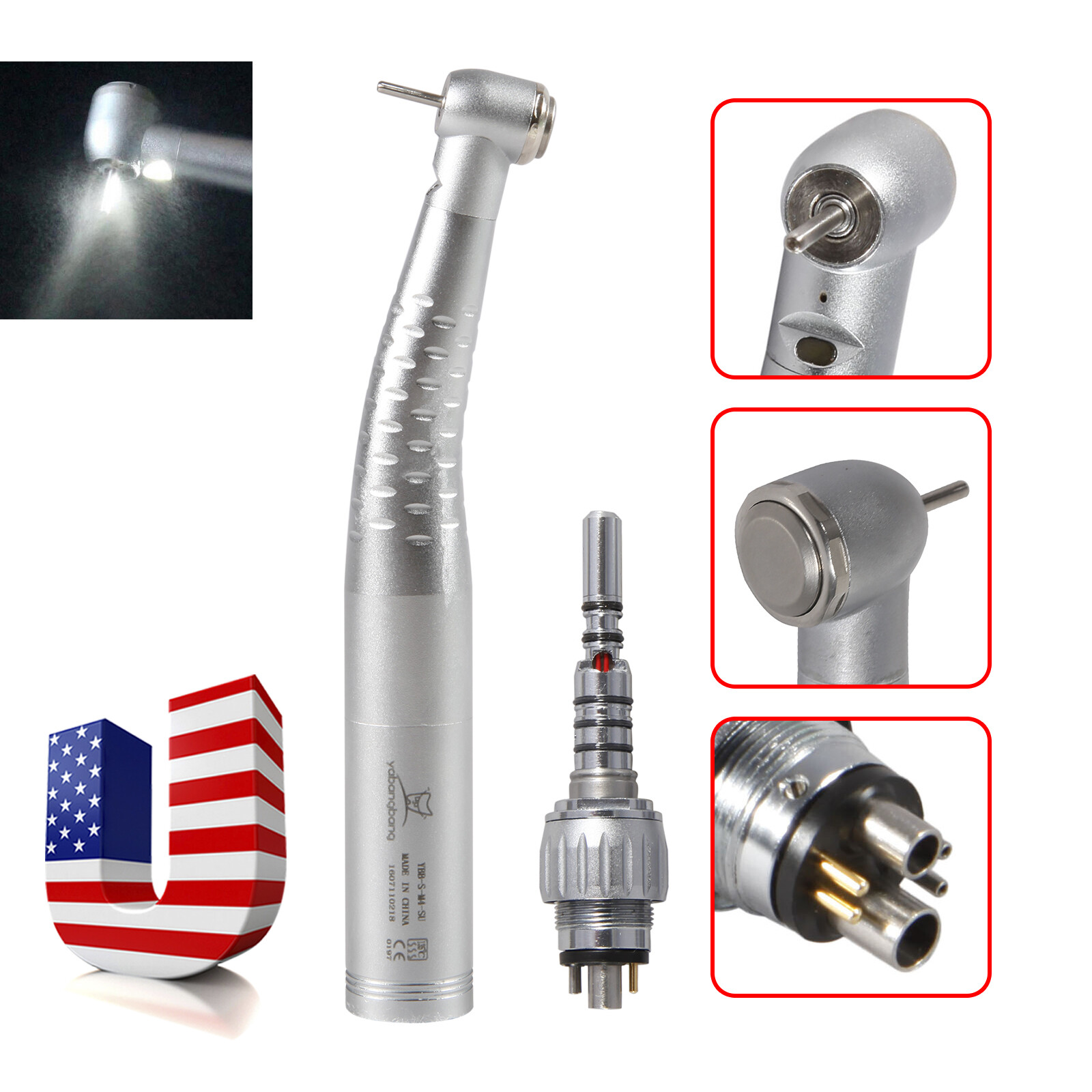 Dental LED Fiber Optic High Speed Handpiece / with Quick Coupler 6 Pin