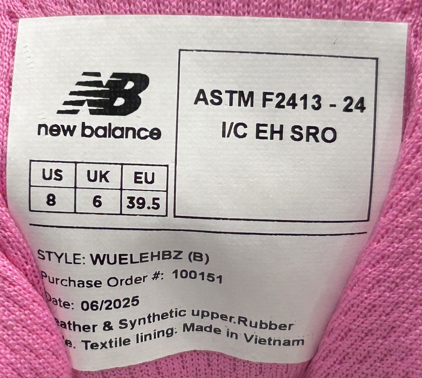 Women’s New Balance Elite Lite EH Work Shoes 8 Black Rose