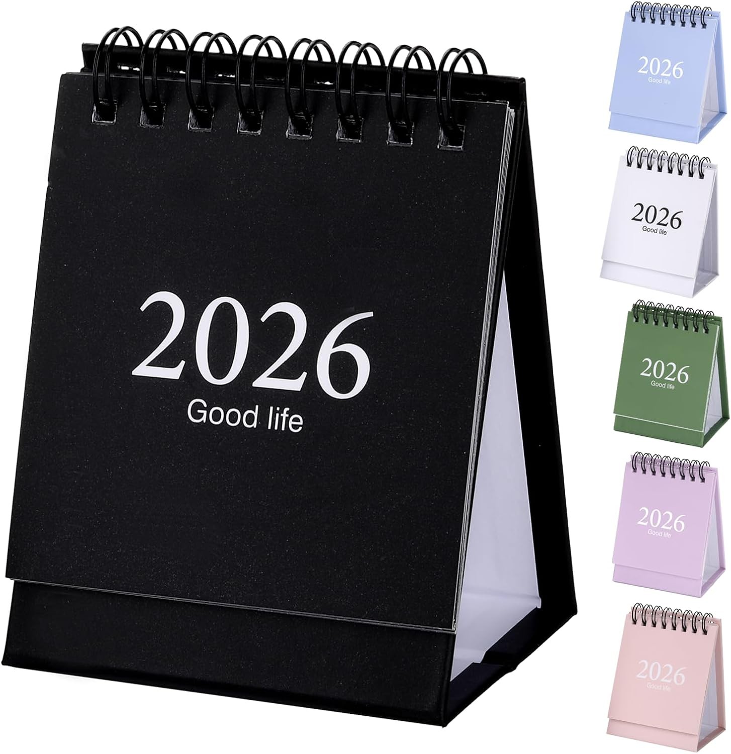 Mini Desk Calendar 2026-2027, January 2026 until July 2027, 19 Months Black