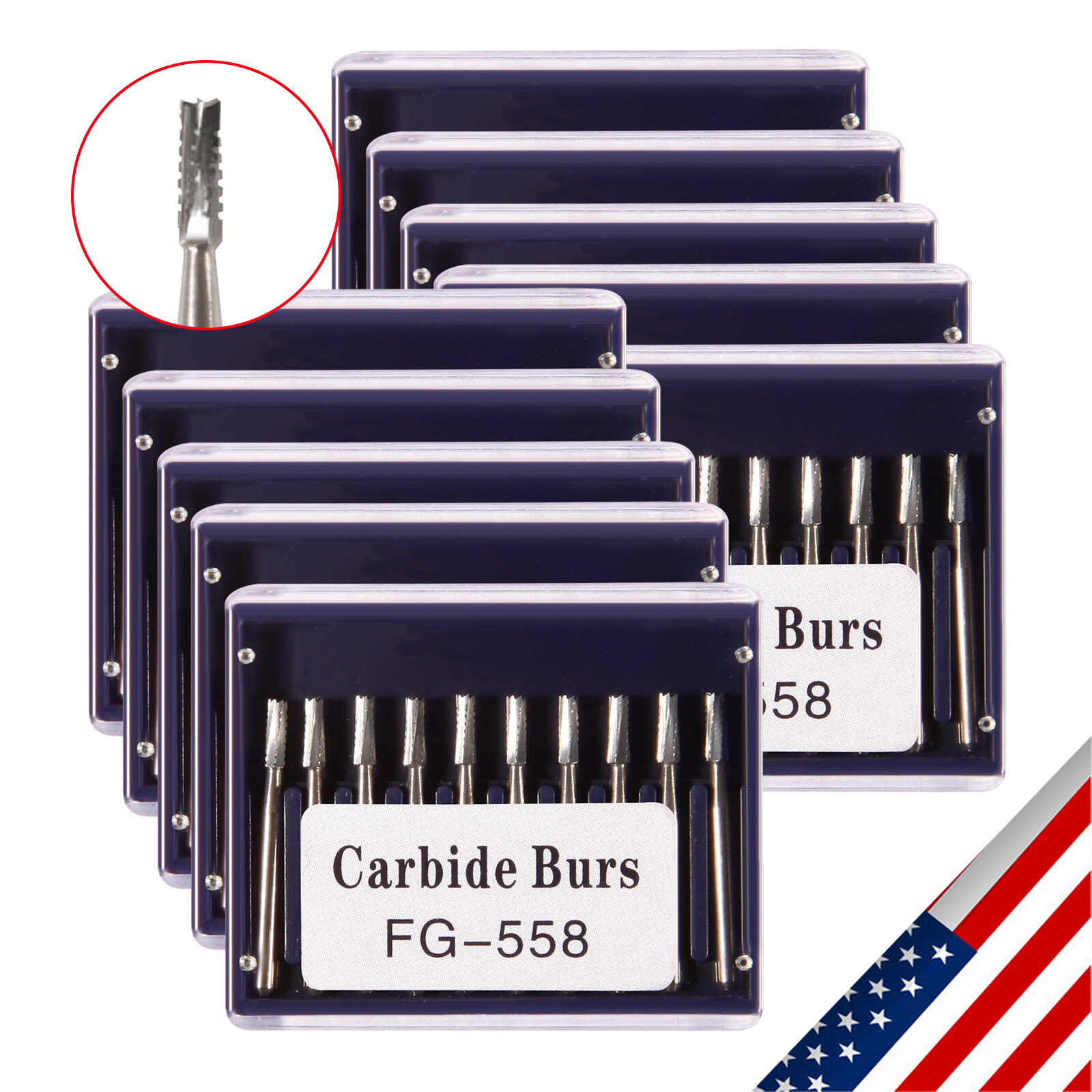 10-100* Dental Tungsten Carbide Steel Burs FG558 for High Speed Handpiece DL
