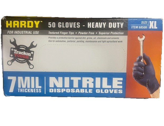 Nitrile Gloves ( 7 MIL ) HEAVY DUTY CASE = 20 BOXES (XL) Hardy 68506 (FREE SHIP)