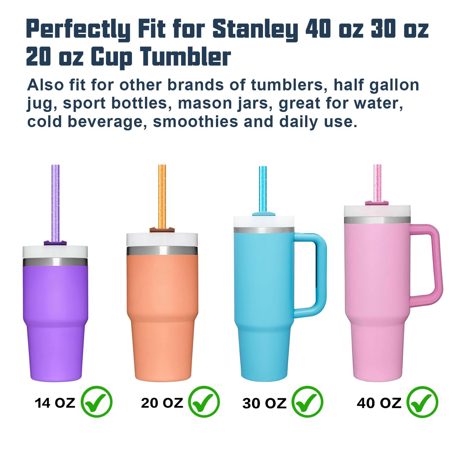 10 Pack Replacement Straw for 64oz/40oz/30oz, Color straw 10 Pcs