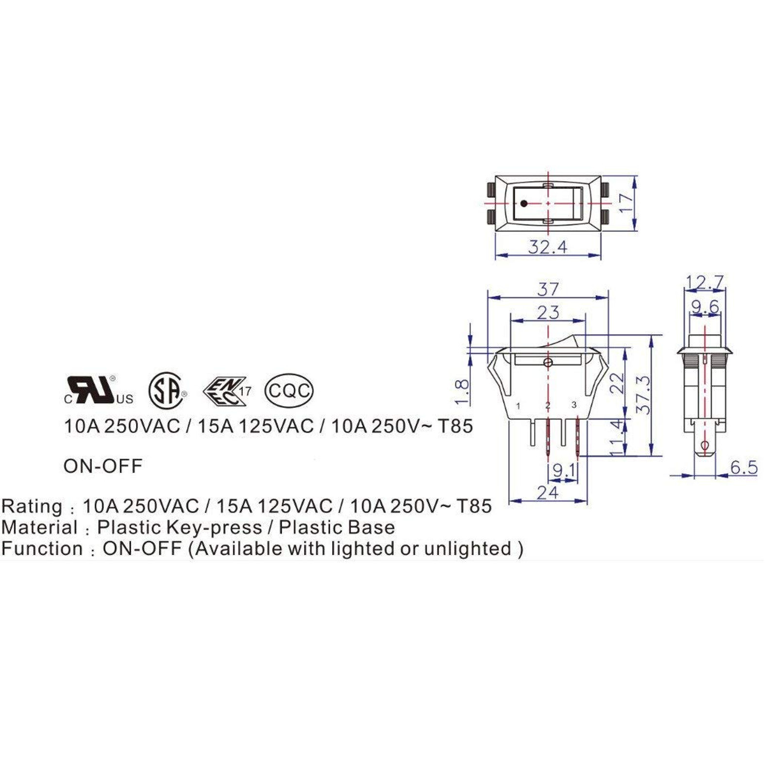 HQRP Illuminated Rocker Switch for Automotive Marine Applications Coffee Machine