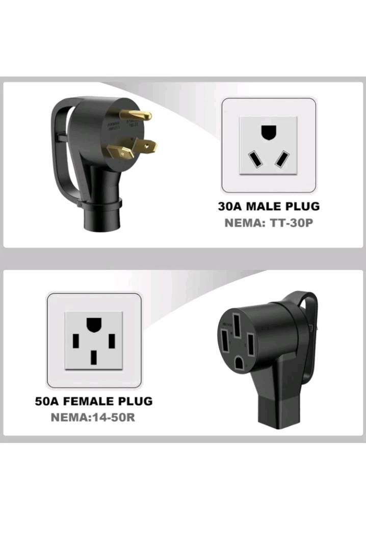 EV Charger Adapter Cord: NEMA TT-30P to 14-50R Charger 3 Prong 30AMP Dryer to 50