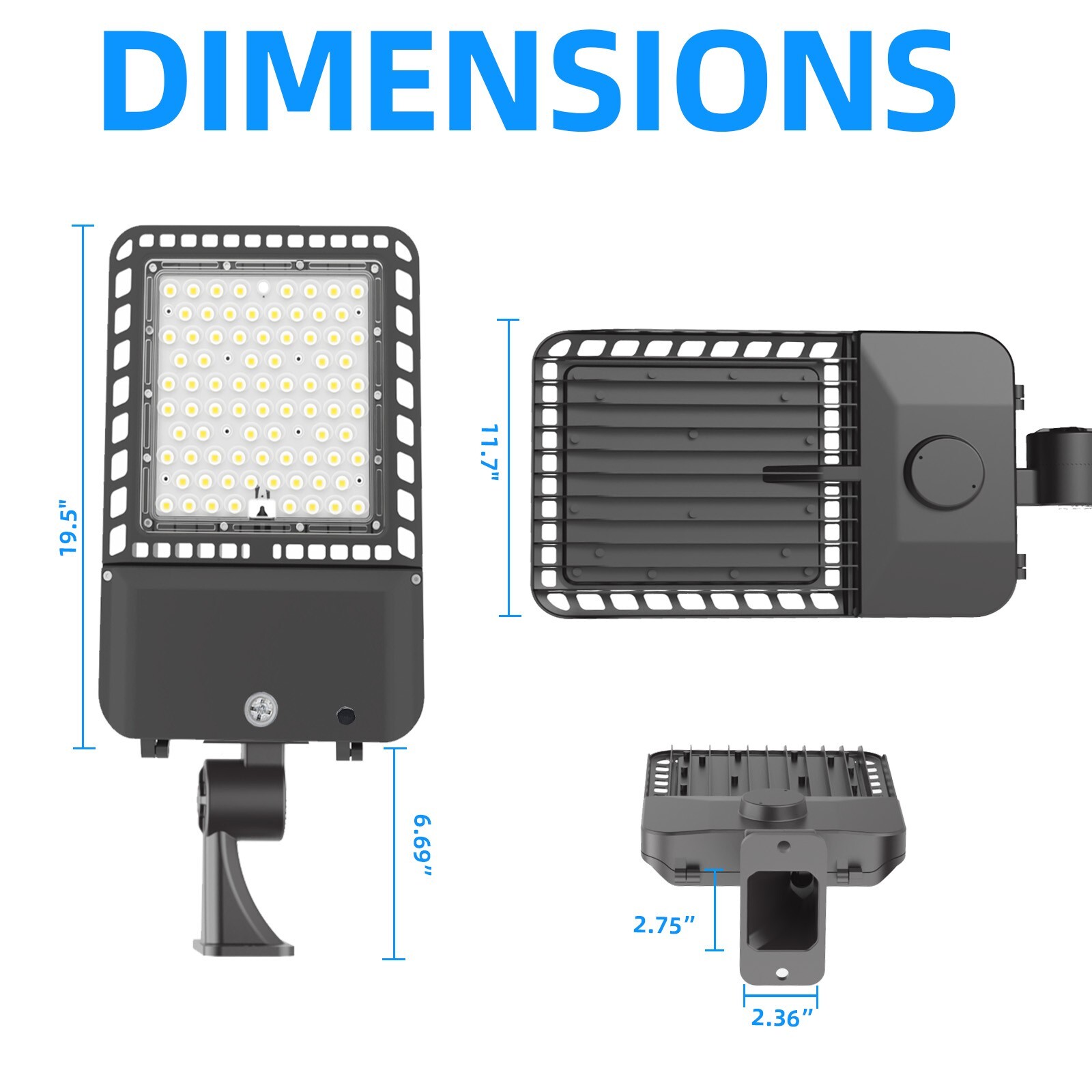 300W LED Shoebox Parking Lot Pole Light Arm Mount Dusk To Dawn 39000 Lumen IP65