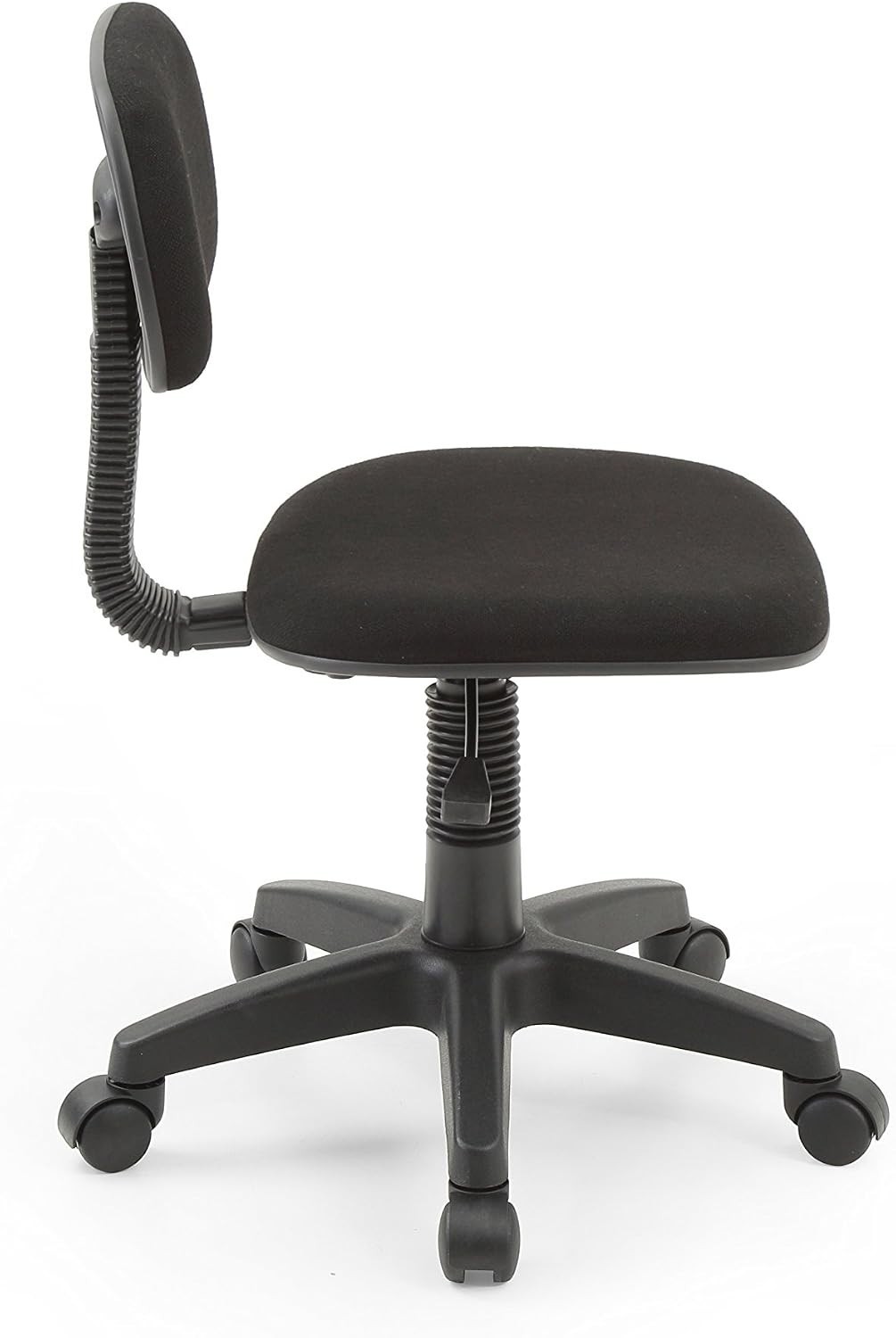 Adjustable Height Armless Desk Chair for Kids – Sleek Black Fabric Design