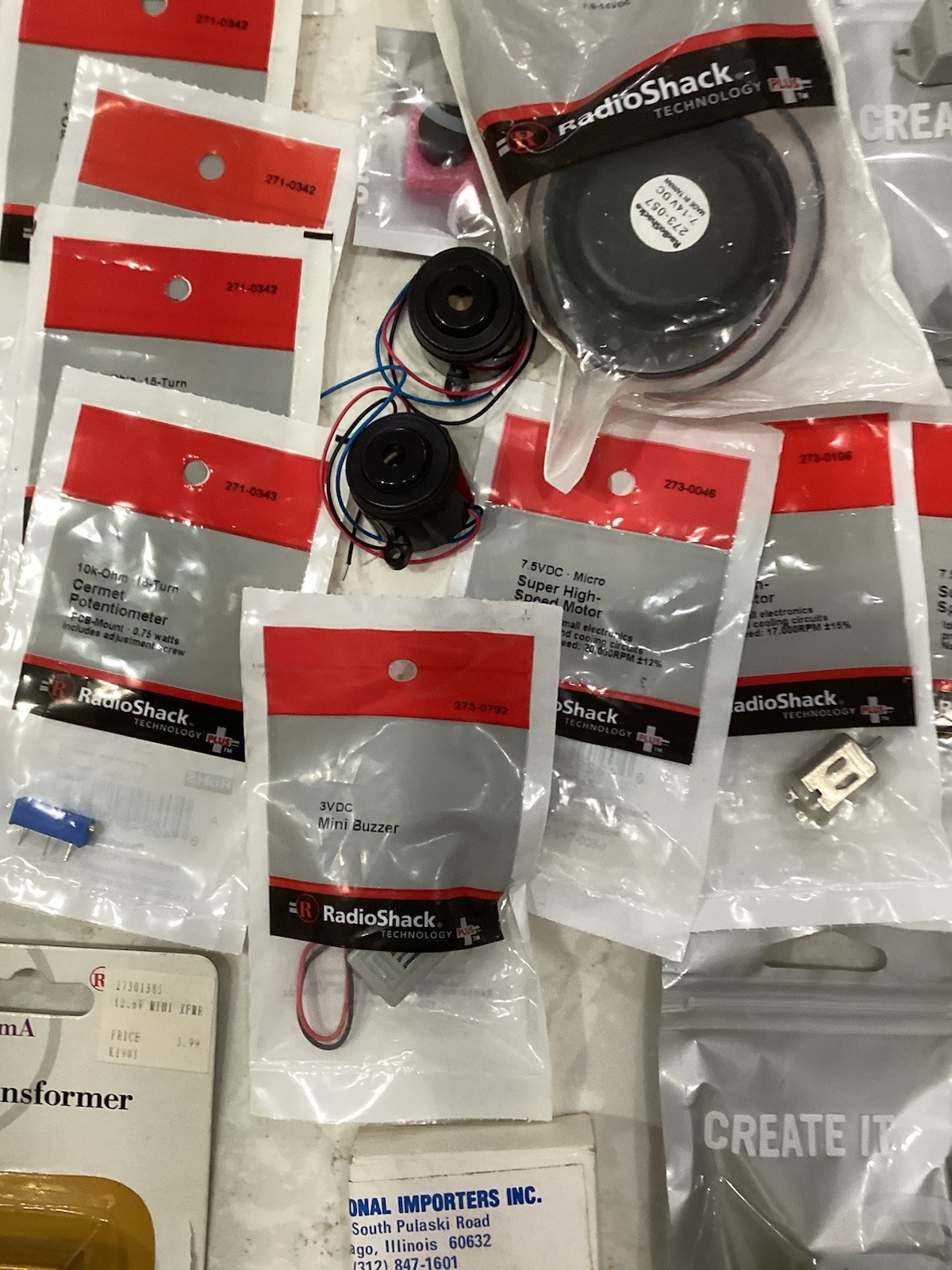 Potentiometer Relays Motor Speakers Piezo Buzzer Lot Radio shack NOS