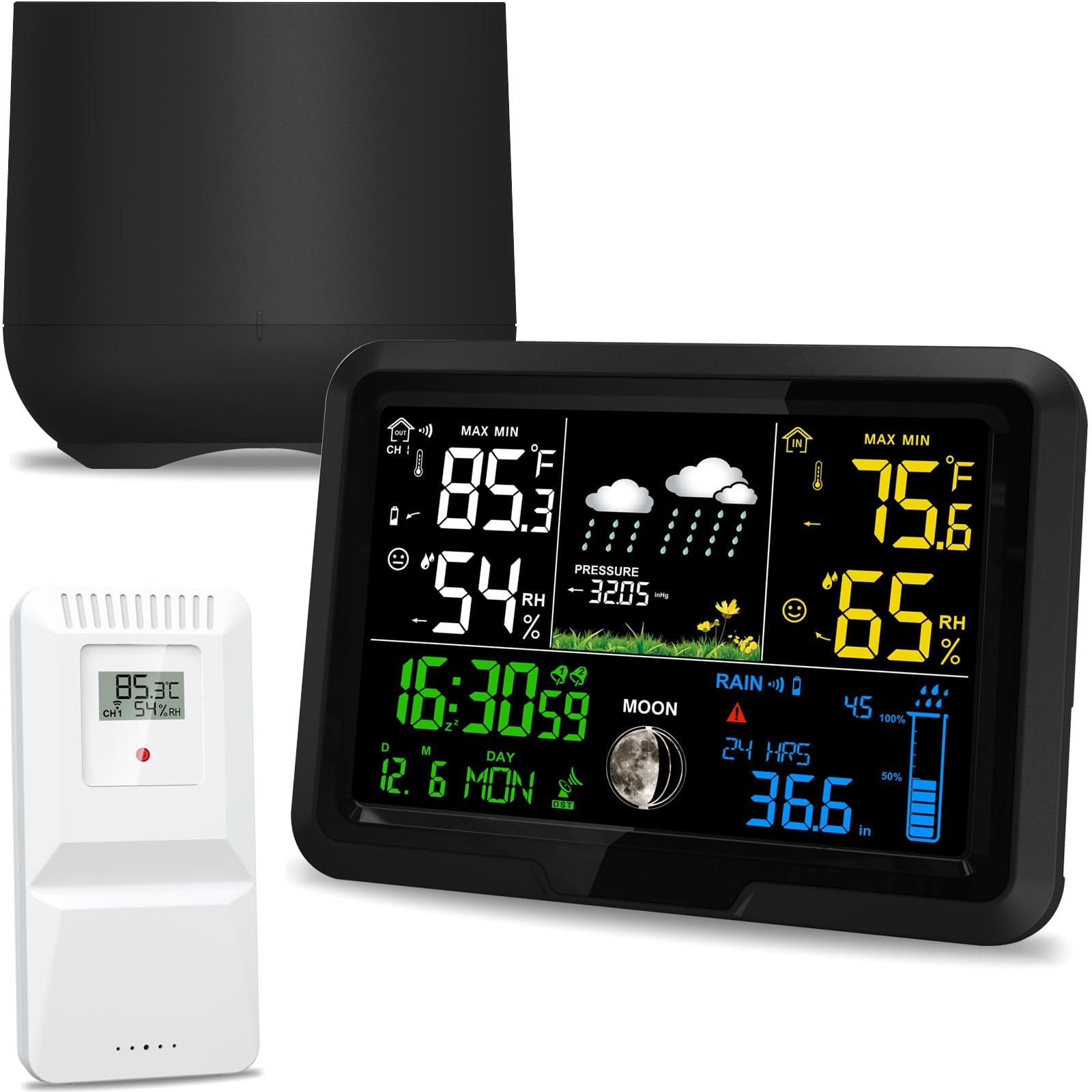 Digital Wireless Rain Gauge Outdoor, Home Weather Station Wireless Indoor Out…