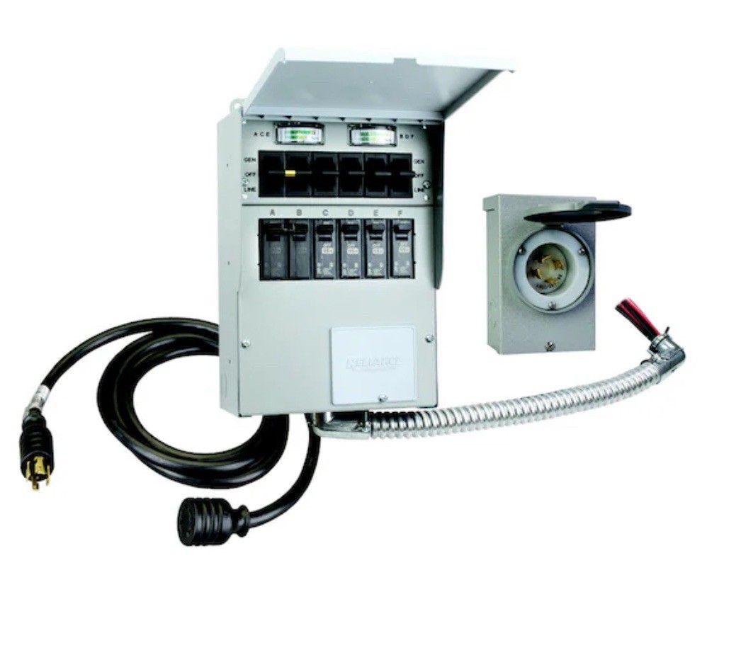 Reliance 306LRK 30Amp BackUp Power Manual Transfer Switch PreWired 6 Circuit Kit