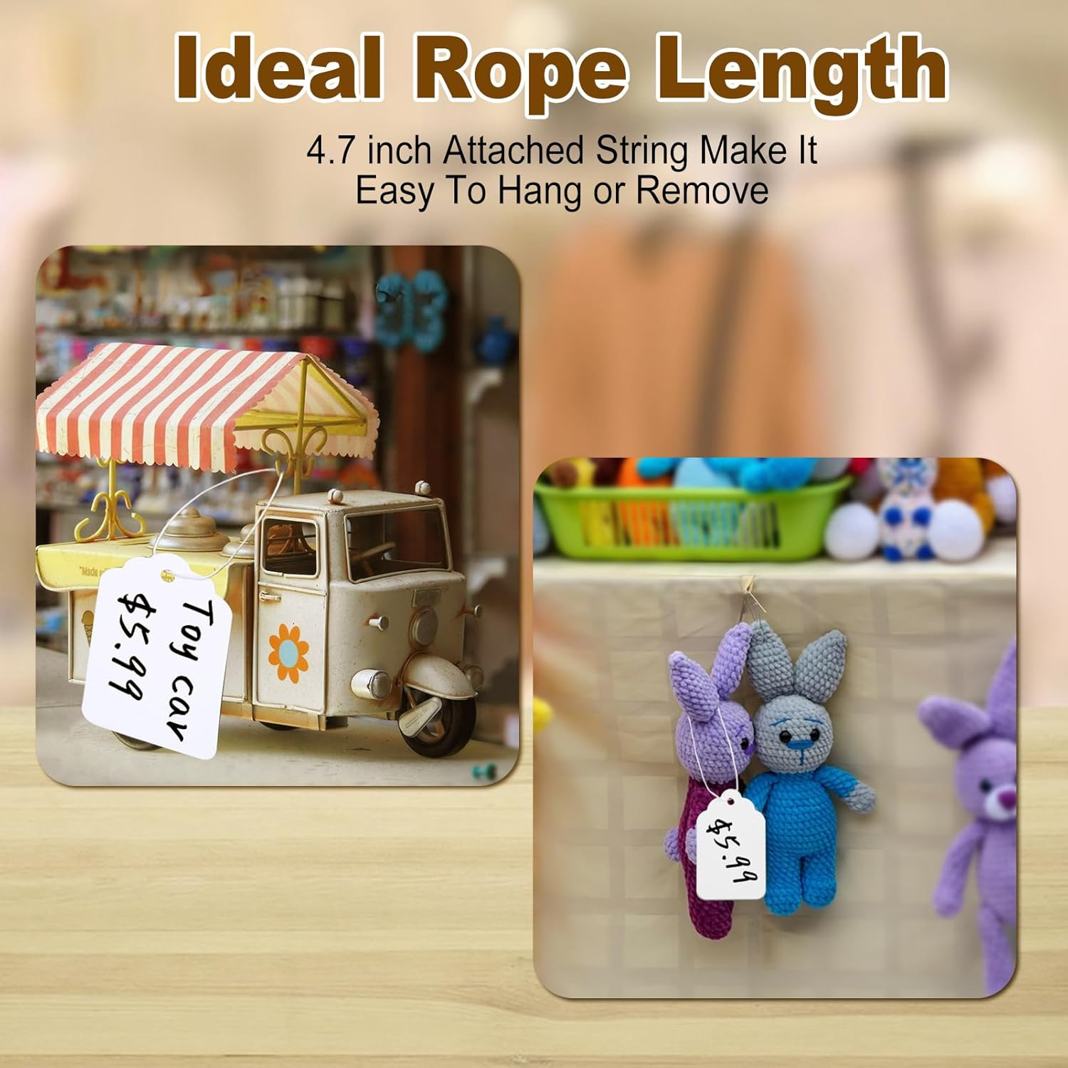 1000 PCS Price Tags with String,Actmuen 1.77 X 1.1 Inches Hang Tag with Strings