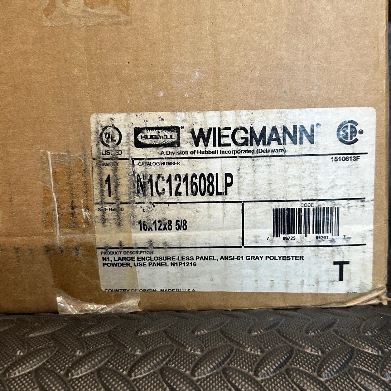 Hubbell-Wiegmann N1C121608LP Enclosure, 12x16x8 NEMA 1 New In Box