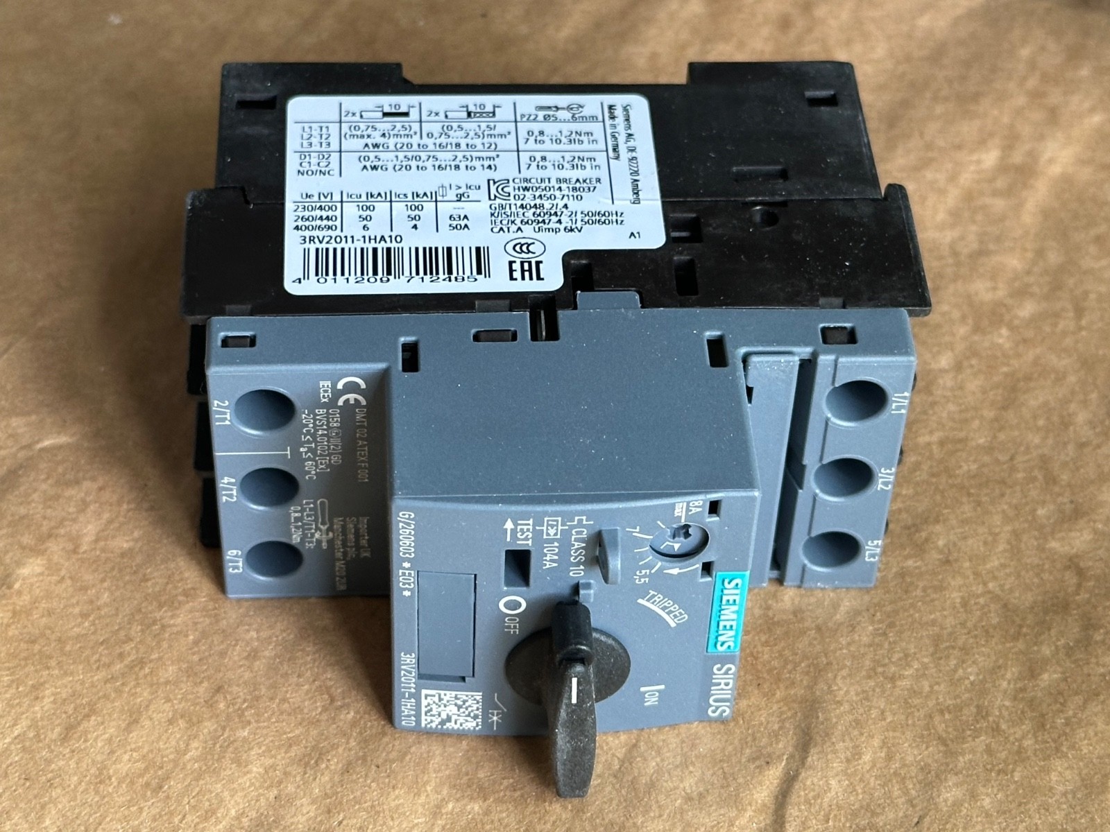 1x NEW SIEMENS 3RV2011-1HA10 Manual Motor Starter – OEM SIEMENS
