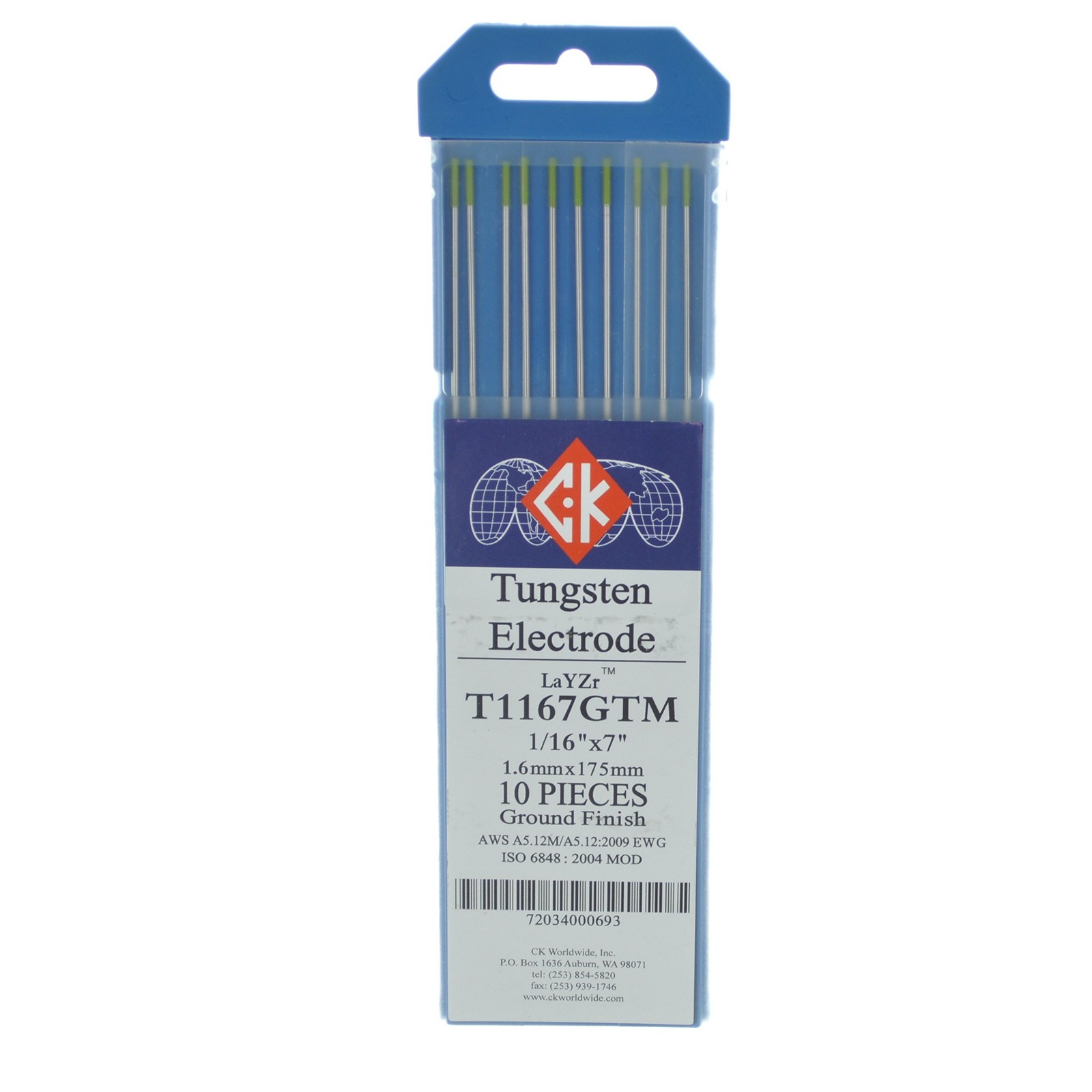 T1167gtm Tungsten Electrode 1/16″ X 7″ 10 Pack Welding Electrode Chartreuse Tung