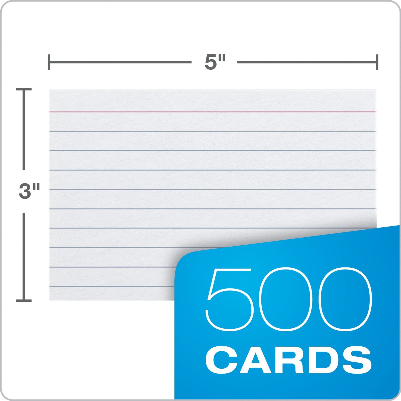 Index Cards, 3 x 5 Inches, White, Lined on Front, Blank on Back 500 Count 5 Pac