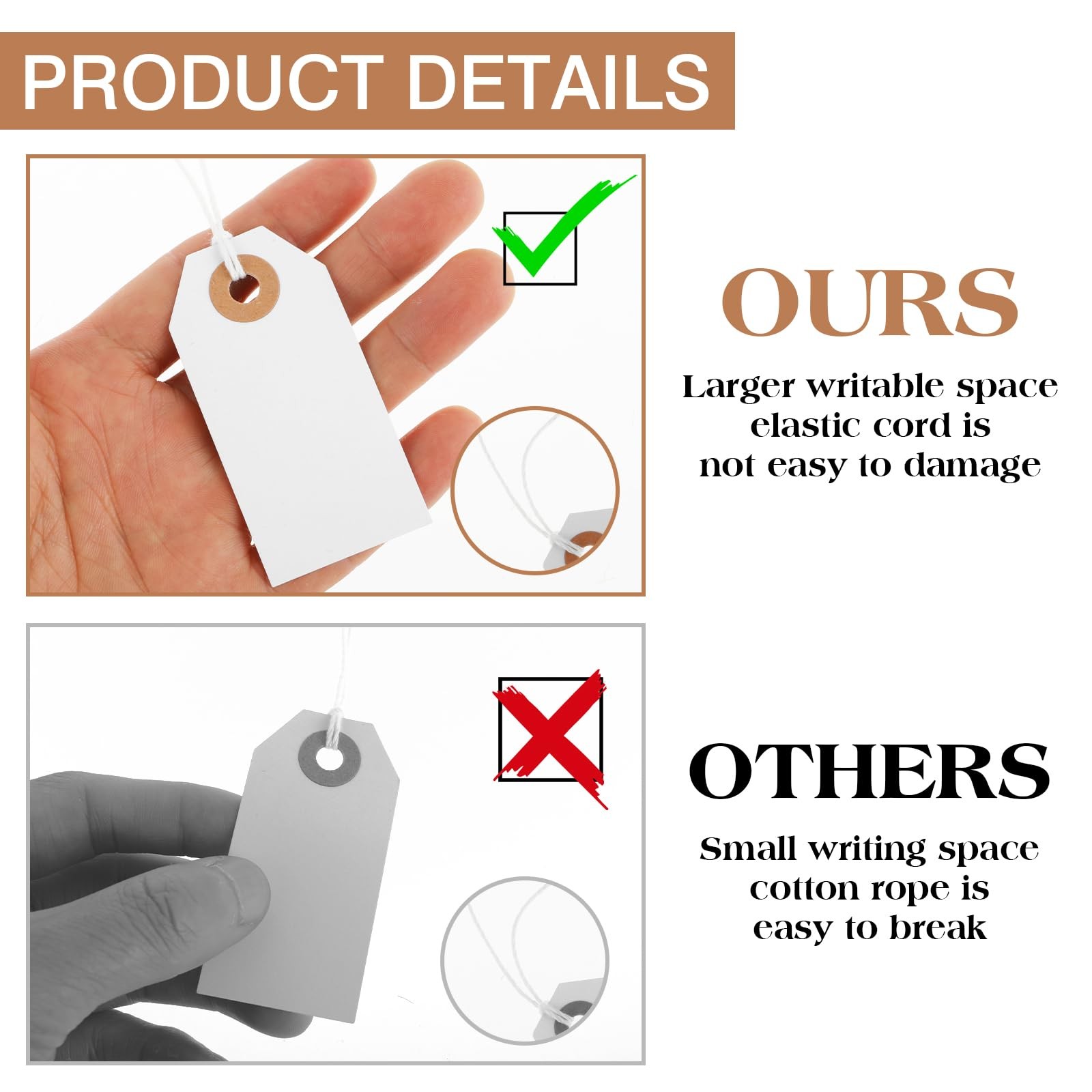 100 Pcs White Price Tags With String Attached – Large Paper Tags for Pricing,…
