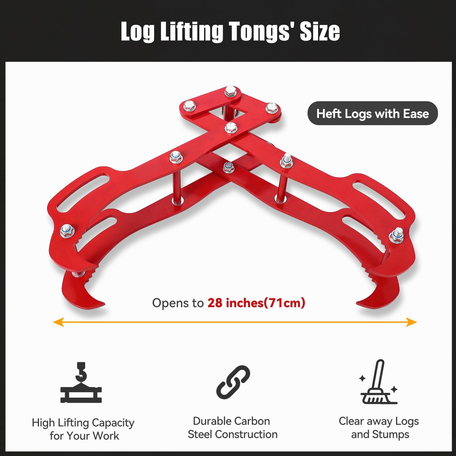 Felling Grabber Timber Claw Log Lifting Tongs 18/28/36″ 2/4 Claw Swivel Grapple