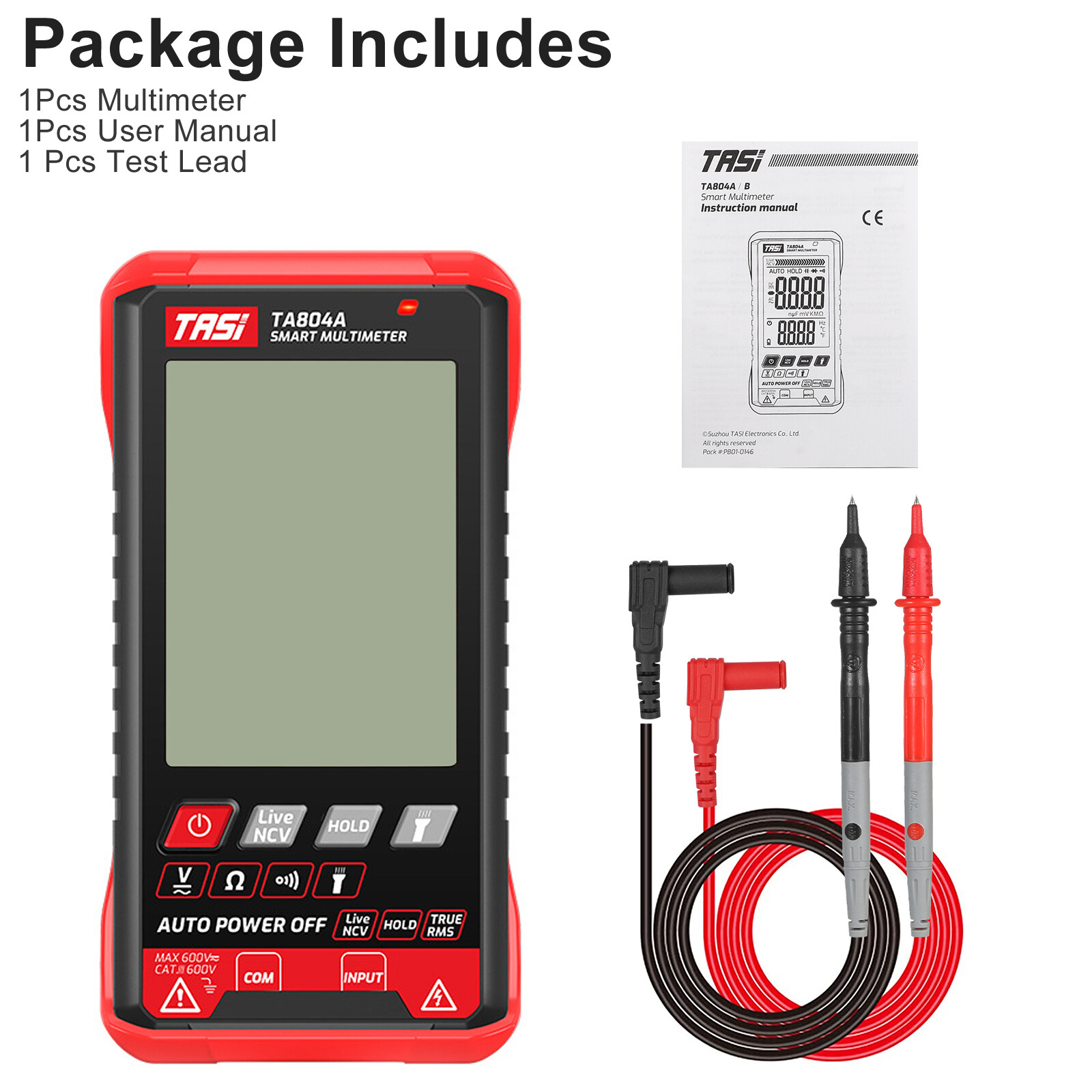 Multimeter Ohmmeter Voltmeter Digital Display Auto Range Test Volt Tester AC DC