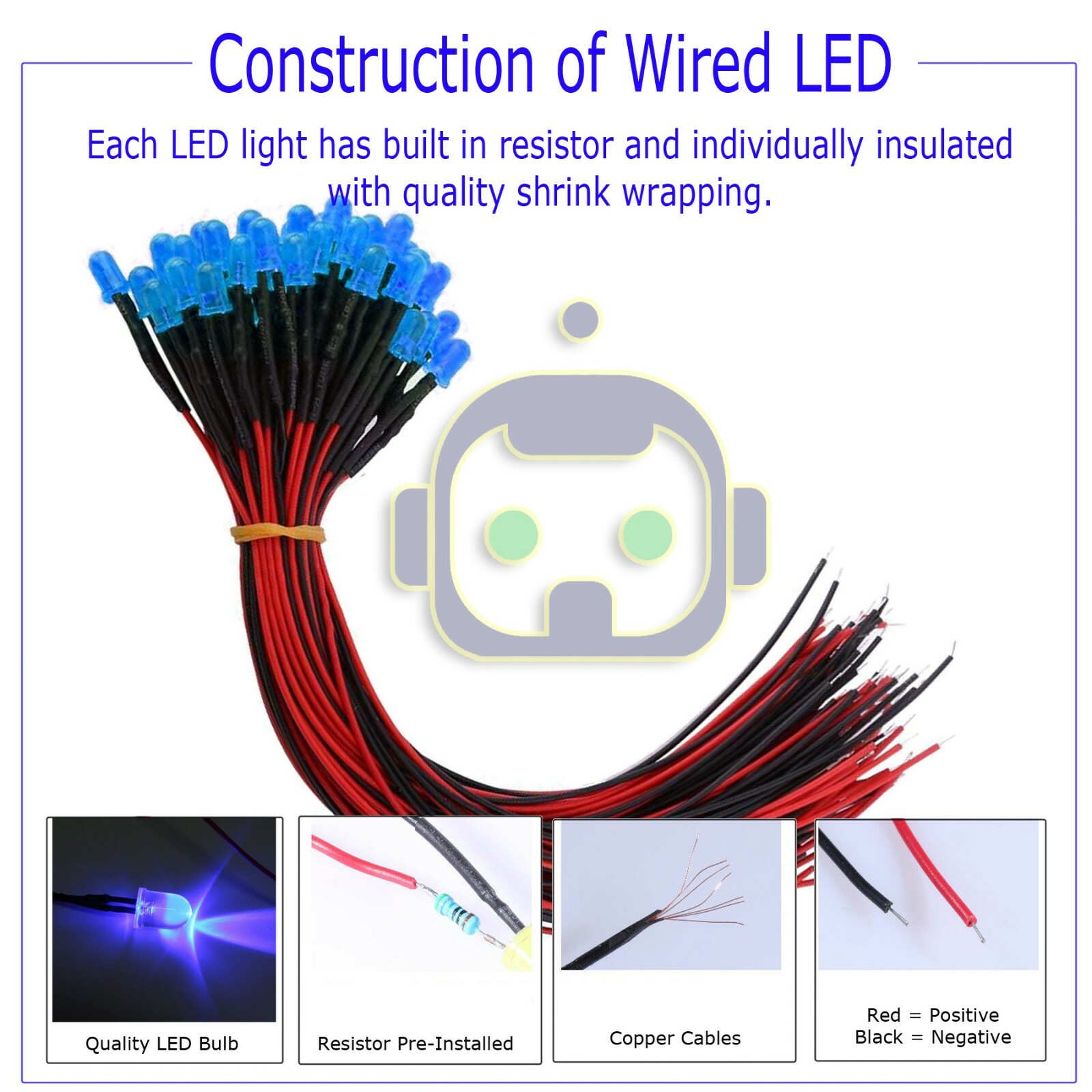 1.8mm 3mm 5mm 10 Pre Wired LED Cabled DC9-12V Diffused Lights Emitting Diodes