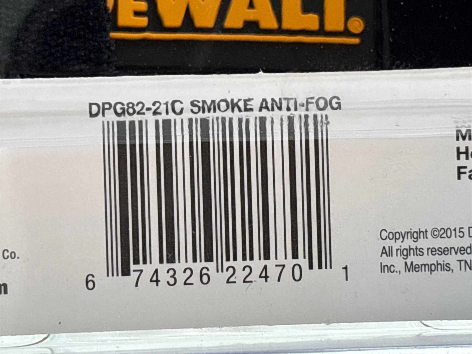 Dewalt DPG82-21 Concealer Smoke Anti-Fog Dual Mold Safety Goggle