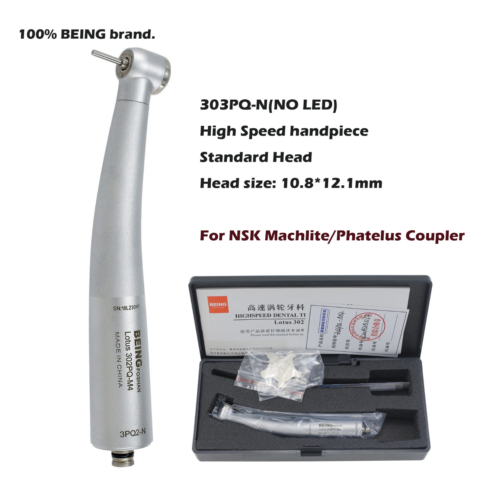 BEING Dental High Speed Handpiece Turbine LED Fiber Optic 4 6Hole Coupler NSK