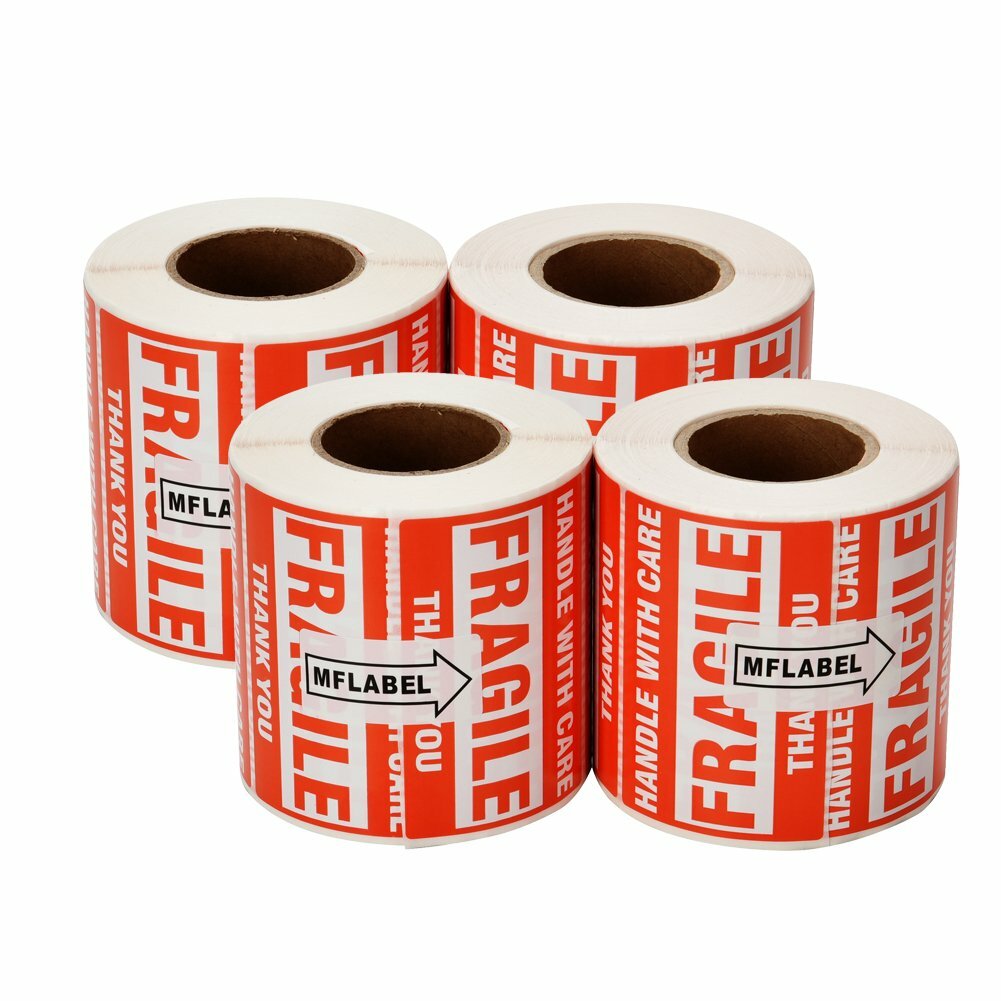 2000 Fragile Stickers 2×3 Handle with Care Thank You Warning Label 500 / Roll