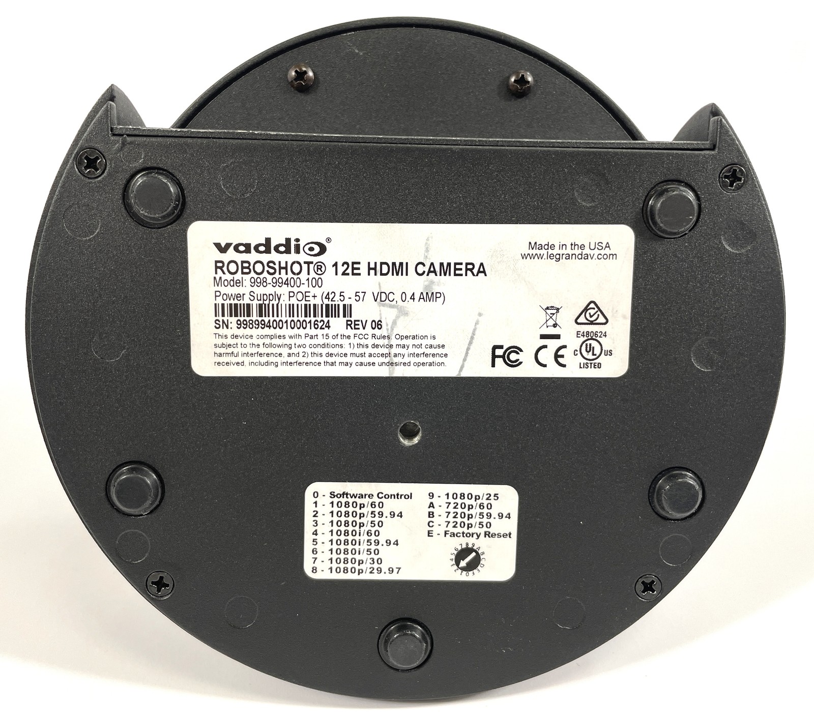 OPEN-BOX Vaddio RoboShot 12E HDMI HDBT PTZ Camera Black 999-99400-000