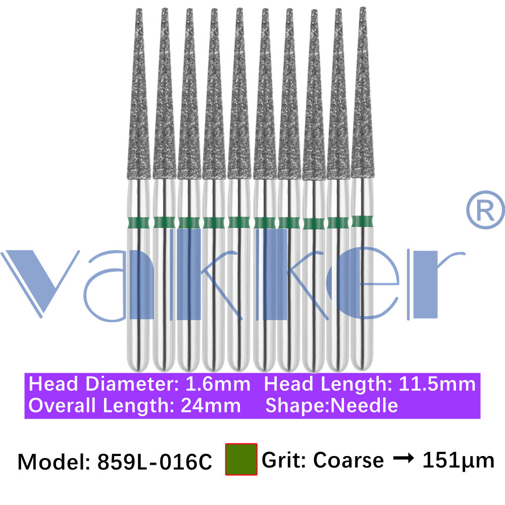 Vakker 10pc Diamond Bur Needle Diamond Burs for Handpiece Fine Medium Coarse
