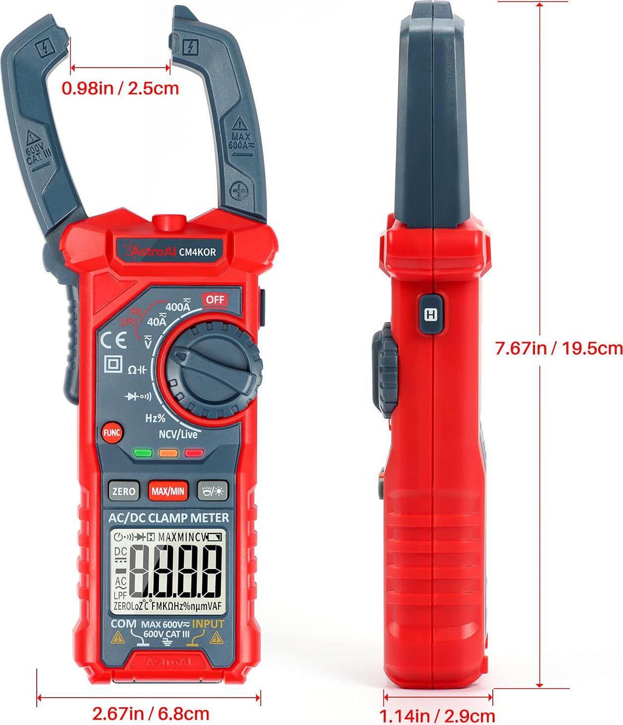 AstroAI Digital Clamp Meter Multimeter 4000 Counts Auto-ranging Amp Tester AC/DC