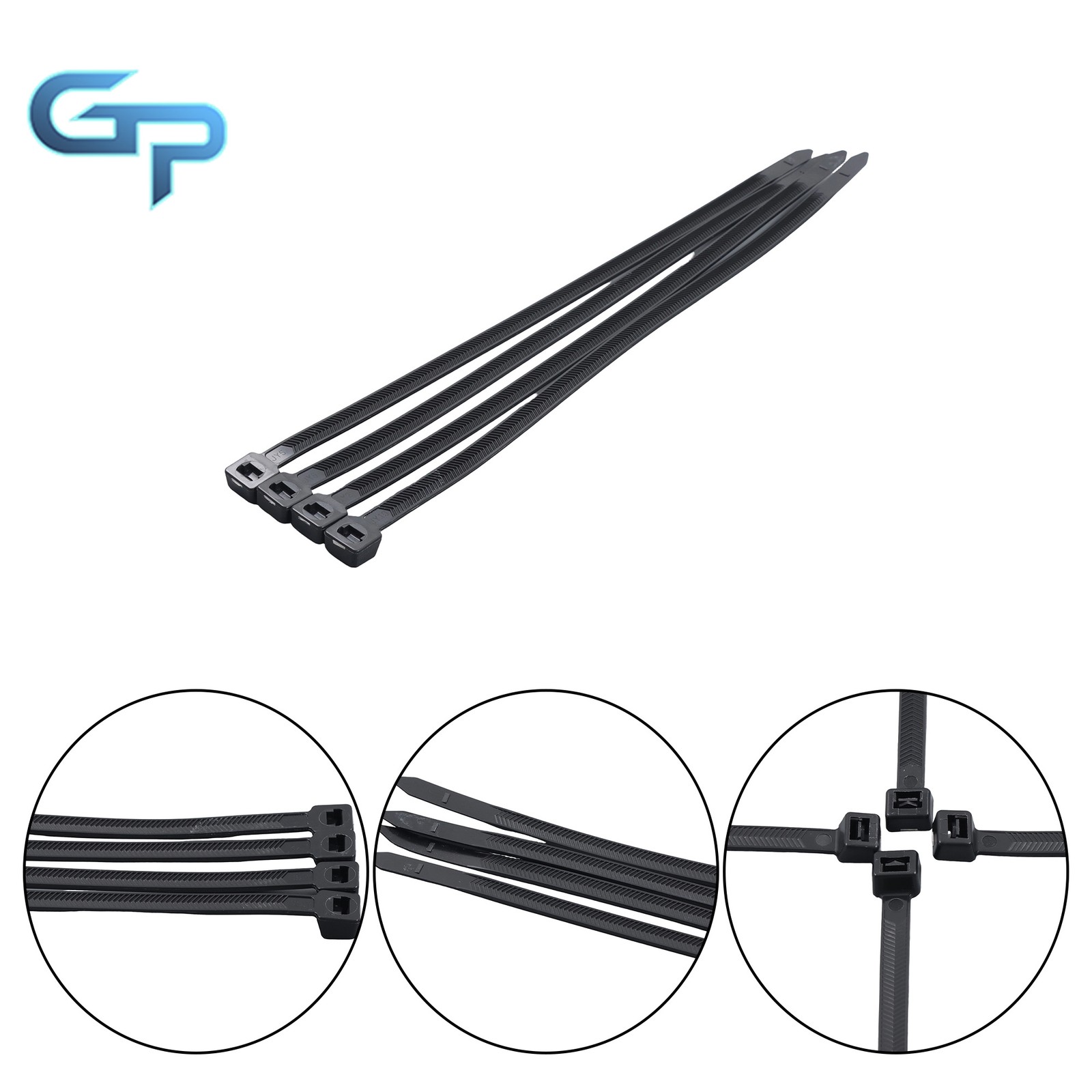 Heavy Duty Zip Ties 12″12″ V-Shaped Toothed 200lb Black White 100pcs Wide 0.13″