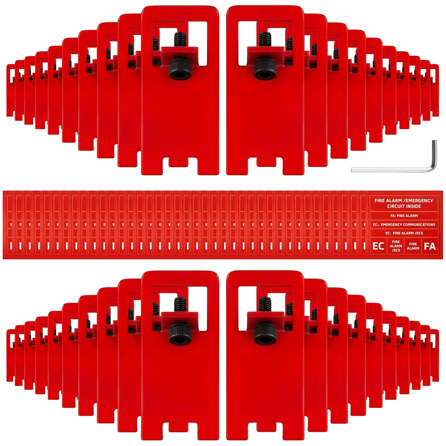 40 Sets Fire Alarm Locks Circuit Breaker Lockout Kit with Label Stickers FA Emer