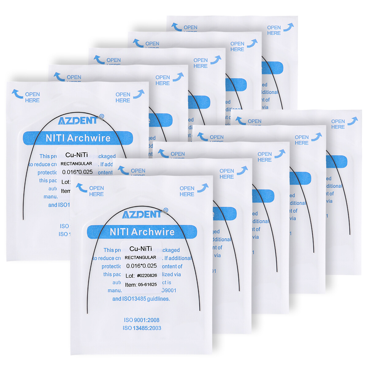 Dental Orthodontic Cu NiTi Copper Rectangular Arch Wire & Stops Preformed AZDENT