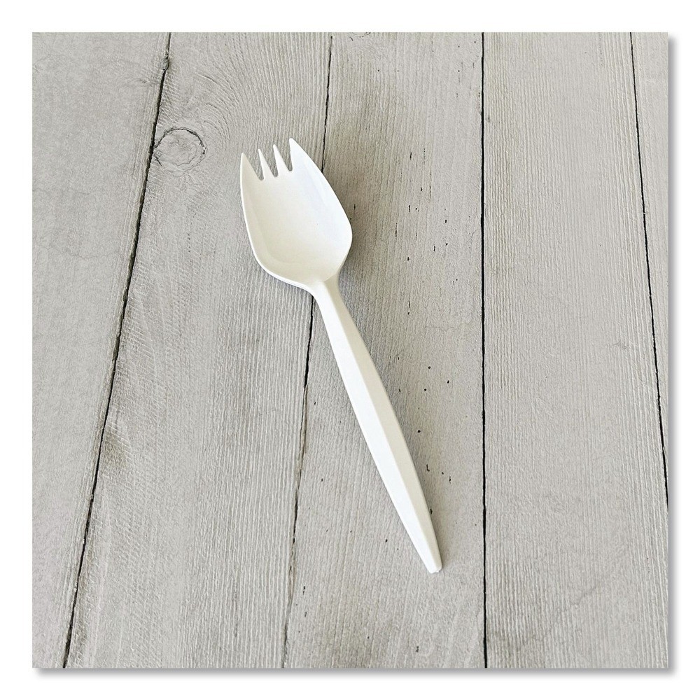 Boardwalk SPORKWHPPIW Polypropylene Plastic Spork Cutlery – White (1000/CT) New
